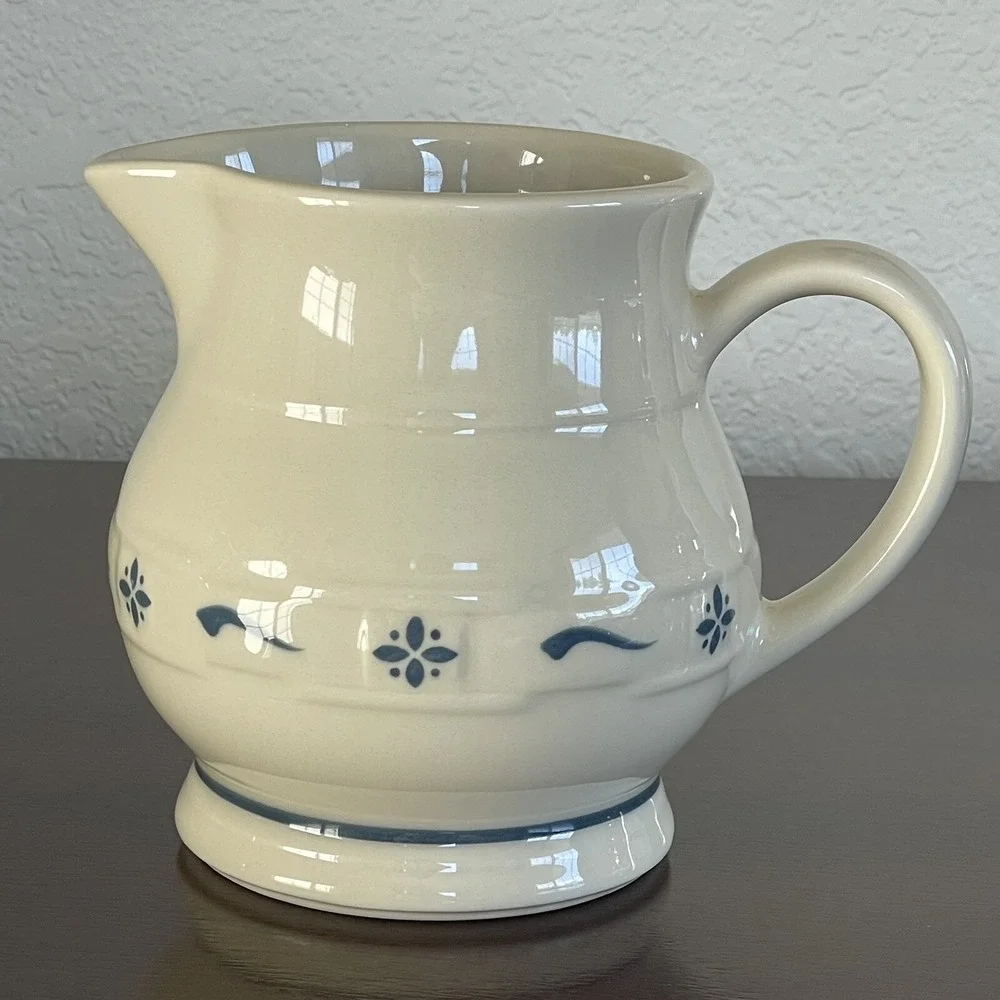 Longaberger Pottery Roseville Woven Traditions Classic‎ Blue Small Juice Pitcher
